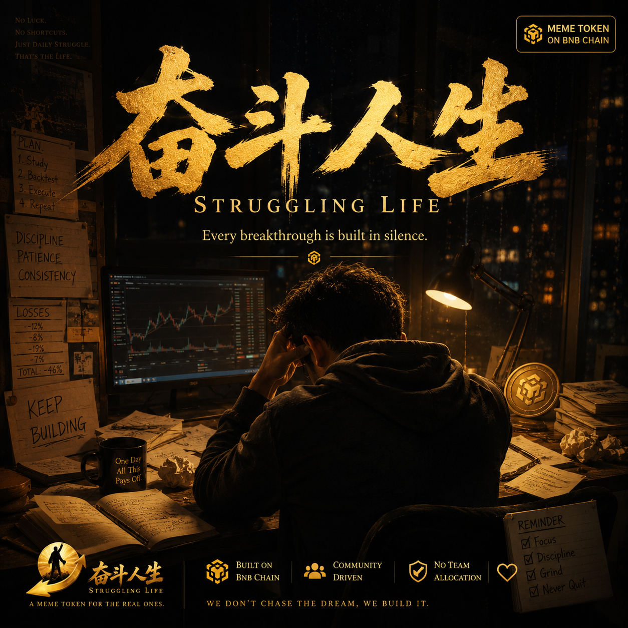 深夜复盘的交易者